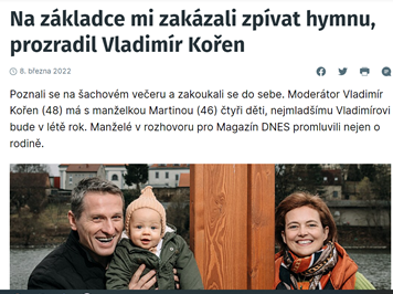 iDnes - rozhovor s Vladimírem a Martinou Kořenovými